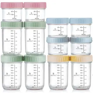 ACEPRUT 12er Set Glasbehälter für Babybrei – Auslaufsicher, BPA-frei, Mikrowellen- und Geschirrspüler geeignet