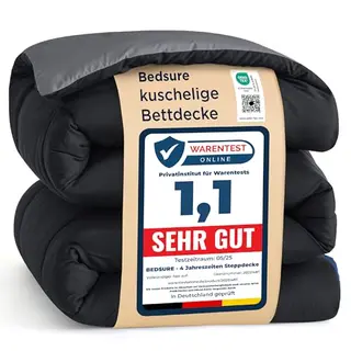 BEDSURE Bettdecke 200x200 cm | Ganzjahresdecke Wende Schwarz/Grau, weich und warm für Allergiker