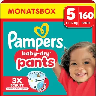 Pampers Baby-Dry Pants Größe 5, 160 Windeln, 11-17 kg, Auslaufschutz