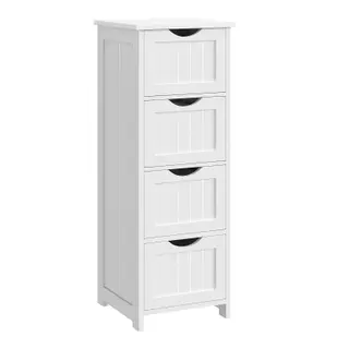 WOLTU Badezimmerschrank, Beistellschrank mit 4 Schubladen, 30 x 30 x 82cm, modern, weiß