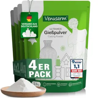 Weißes Keramik-Gießpulver 9,6kg – Lufthärtend, geruchlos, für Gießformen und Silikonformen, ideal für Relief und Gießen