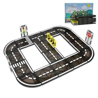 Vunanvu 24-teiliges Magnetkonstruktionsset - Straßen- und Verkehrselemente