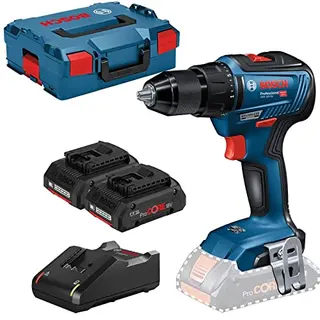 Bosch Professional 18V Akku-Bohrschrauber GSR 18V-55 mit 2 Akkus, Ladegerät und L-BOXX