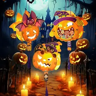 owlfun Halloween Laternen Bastelset 3 Stück LED Laternenstab Kinder DIY