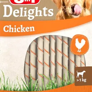 8in1 Delights Chicken Twisted Sticks - Gesunde Hundekausnacks aus Hähnchenfleisch, 35 Stück