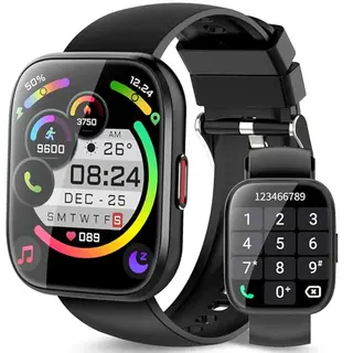 Ddidbi Smartwatch für Damen und Herren, 1.85" Touchscreen, IP68 wasserdicht, Fitnessuhr mit Telefonfunktion, schwarz