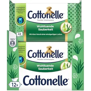Cottonelle feuchtes Toilettenpapier, 12 x 42 Tücher – Wohltuende Sauberkeit