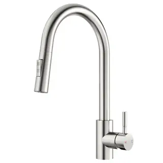 Rainsworth Edelstahl Küchenarmatur mit Brause, 360° Drehung, Zwei Wasserstrahlarten, einfache Installation