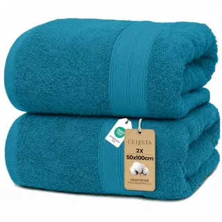 CELESTA Handtücher 50x100 cm, 2er-Set in Türkis aus 100% Baumwolle