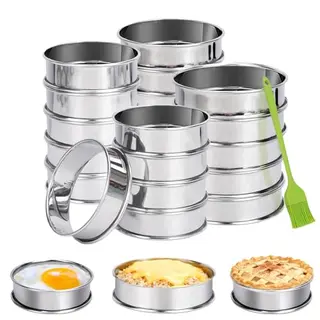 DIYJEP 20 Edelstahl Pancake Formen & Crumpet Ringe (8cm & 10cm)