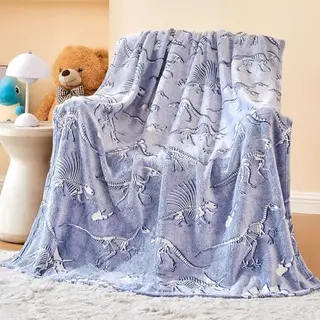 Wajade Kuscheldecke für Kinder, Dino-Design, 130  150, flauschig, Baby- & Wolldecke