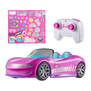 Hot Wheels Barbie Ferngesteuertes Cabrio, Platz für 2 Puppen, Zubehör-Kofferraum