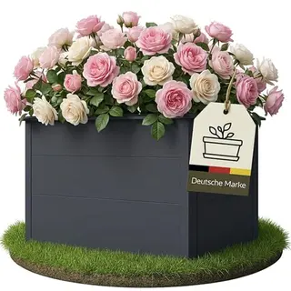 novaterra® Hochbeet aus pulverbeschichtetem Stahl, Anthrazit, B100 x T50 x H77 cm, wetterfest, perfekt für Kräuter, Blumen & Frühbeete