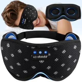 LC-dolida Schlafmaske mit Bluetooth Kopfhörern, weich, bequem, für Reisen, Nickerchen, Yoga & Meditation