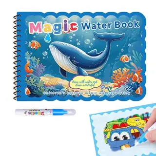 Canollo Wasser Malbuch für Kinder - Wiederverwendbares Malbuch mit Wasserstiften (Unterwasserwelt)