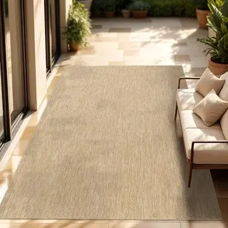 Paco Home Outdoor Teppich in Sisaloptik, wetterfest & pflegeleicht, ideal für Terrasse und Balkon, 200 cm quadratisch, Farbe: Natur