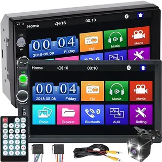 Retoo Autoradio mit Bluetooth, USB, 7 Zoll Touchscreen, 2DIN Media Receiver mit Rückfahrkamera