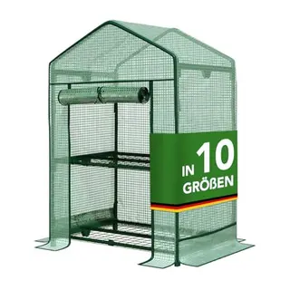CASA PURA Gewächshaus 49x69x93 cm UV-beständig mit Metallablagegitter, langlebig & witterungsbeständig (Bloom 2 Etagen)