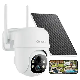 Cinnado kabellose Outdoor-Überwachungskamera mit Akku & Solarpanel, 2K, 360° PTZ, Nachtsicht, 2-Wege-Audio, IP65