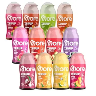 MORE Zerup - 12er Bundle, 12 x 65 ml, zuckerfreier Fruchtsirup, vegan, kalorienfrei, für bis zu 96 l Getränk, made in Germany