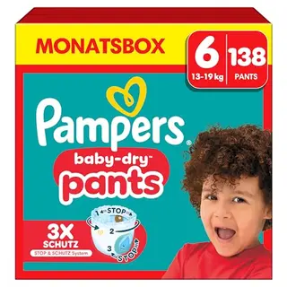 Pampers Baby-Dry Pants Größe 6, 138 Windeln, 360° Passform gegen Auslaufen