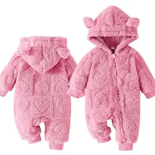 Adigau Baby Mädchen Jungen Langarm Fleece Overalls Hoodie für Winter 9-12 Monate