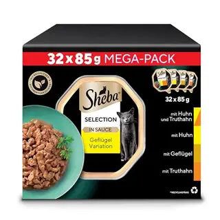 SHEBA Adult Katzenfutter Nass - 32x85g Schalen - Geflügel in Sauce