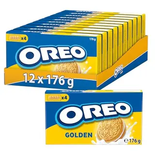 OREO Golden – 12 x 176 g Knusprige Kekse mit Vanillecreme