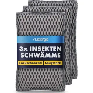 LICARGO Insektenschwamm Auto 3er Set – Mikrofaser-Waben für schonende Reinigung – Entfernt Insektenreste, Vogelkot & Baumharz – 13 x 8 cm