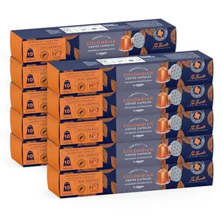 Kaffeekapseln Nespresso kompatibel 100% Arabica Kolumbien, mittlere Röstung, 100 Aluminium-Kapseln (10 Pakete x 10), Rainforest Alliance
