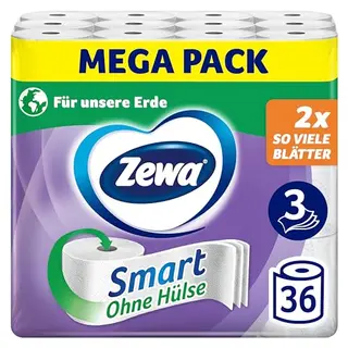 Zewa Smart Toilettenpapier, Großpackung mit 36 Rollen (9 x 4 x 300 Blatt)