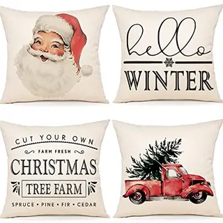 YCOLL Kissenbezug 50x50 cm 4er Set Weihnachten Dekokissen für Sofa und Schlafzimmer