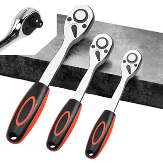 Vunanvu 3 Stück Umschaltknarre 3/8 Zoll, 1/2 Zoll & 1/4 Zoll mit gebogenem Griff für Autoreparatur
