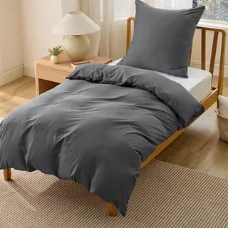 BEDSURE Bettwäsche 135x200 cm 2-teilig Mikrofaser, Anthrazit, 80x80 Kissen