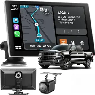 9" Carplay Display - Drahtlose 4K Dashcam & 1080P Rückfahrkamera mit GPS, Bluetooth, Sprachsteuerung