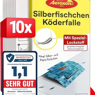 Aeroxon Silberfischfalle, 10 Stück - Insektizidfreie Klebefallen gegen Silberfische