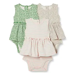 Amazon Essentials Baby Mädchen Bodysuit-Kleider, 3er-Pack, Salbeigrün