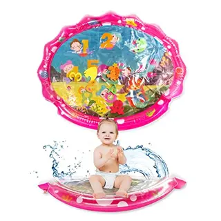 Yisscen Aufblasbare Spielmatte für Babys - Sensorische Wassermatte und Spielzeug für frühe Entwicklung (Rosa Meerjungfrau)