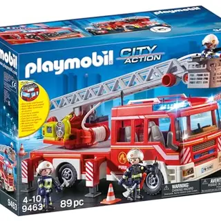 PLAYMOBIL City Action Feuerwehr-Leiterfahrzeug mit Licht und Sound, ab 5 Jahren