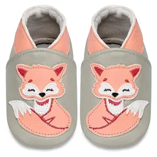 IceUnicorn Baby Krabbelschuhe G+Rosa Fuchs, 0-6 Monate
