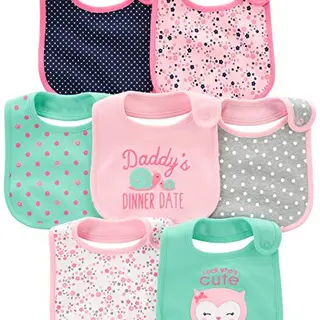 Simple Joys Baby-Lätzchen für zahnende Mädchen, 7 Stück, Pink/Mint