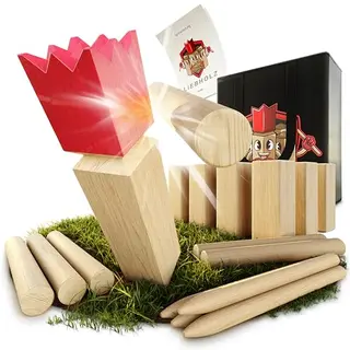 Liebholz® Premium Kubb Wikinger Wurfspiel mit Tragetasche & Anleitung – Nachhaltiges FSC Gummibaumholz, robustes Outdoor-Set