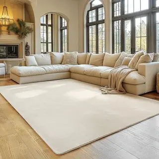 SIMPEX Teppich Creme 120x160 cm waschbarer Kurzflor, rutschfest & weich, modernes einfarbiges Design für Wohnzimmer, Schlafzimmer, Küche & Kinderzimmer