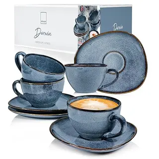 Kaffeetassen Set mit Untertasse Darwin, 8 Teile, 4 Personen, 300 ml, spülmaschinenfest - Premium Collection