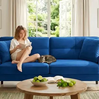 Domusensus 3-Sitzer Sofa, 175 cm, bequemes kleines Sofa für Jugendzimmer, schnelle Montage, modernes Königsblau