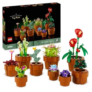 LEGO Botanicals Mini Pflanzen - 9 künstliche Blumen im Terrakotta-Topf - Wohndeko Set für Erwachsene - Geschenk zum Valentinstag