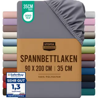 Utopia Bedding Spannbettlaken 90x200cm Grau
