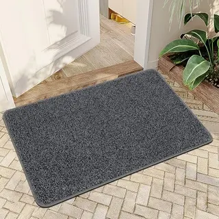 Mibao Fußmatte Innen 50 x 80 cm - Rutschfeste Schmutzfangmatte für den Eingangsbereich, Grau