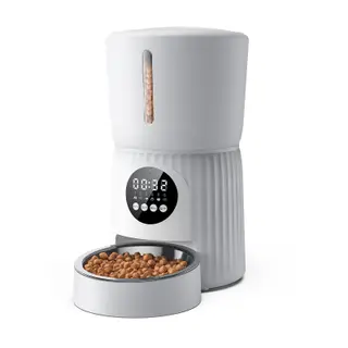 Faroro 4L Katzenfutterautomat mit Edelstahlnapf, 1-6 Mahlzeiten/Tag, 30s Voice Recorder, Trockenfutter, Doppeltes Netzteil