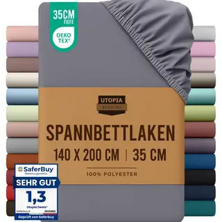 Utopia Bedding Spannbettlaken 140x200cm grau